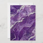 Paarse zilveren agaat Elegant Modern Wedding Kaart (Achterkant)