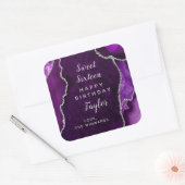 Paarse zilveren agaat lief zestien gelukkig verjaa vierkante sticker (Envelop)