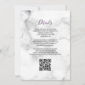Paarse zilveren agaat marmeren QR-code bruiloft Kaart (Achterkant)
