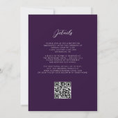Paarse zilveren Agaat Plum QR Code Wedding Kaart (Achterkant)