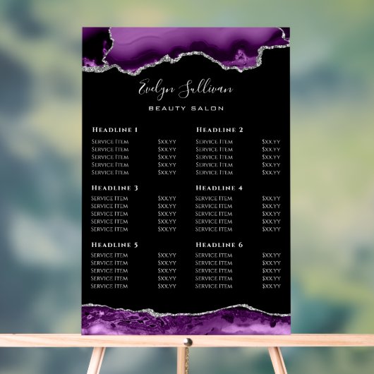 Paarse zilveren agaat prijslijst acryl teken acryl bord (Neutraal)