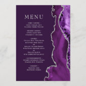 Paarse zilveren agaat pruim bruiloft menu (Voorkant)
