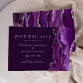 Paarse zilveren agaat pruim Save the Date Kaart