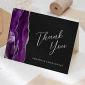 Paarse zilveren agaat script Dark Wedding Bedankt Kaart