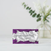Paarse zilveren agaat witte luxe visitekaartje (Staand voorkant)