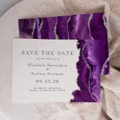 Paarse Zilveren Agate Save the Date Kaart