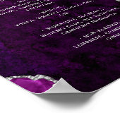 Paarse Zilveren Agate Script Trouw Bar Menu Poster (Hoek)