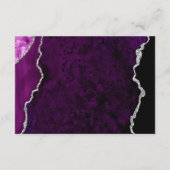 Paarse Zilveren Agate Script Trouwreceptie Informatiekaartje (Achterkant)