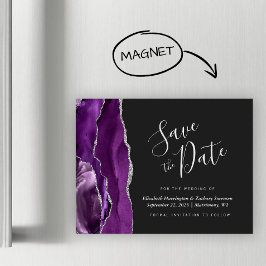 Paarse Zilveren Agaten Trouw Save the Date Magneet