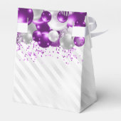 Paarse Zilveren Ballon Glitter Favoriet 90ste Verj Bedankdoosjes (Achterkant)