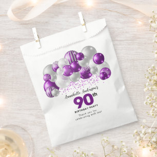 Paarse Zilveren Ballon Glitter Favoriet 90ste Verj Bedankzakje