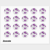 Paarse zilveren ballon Glitter Glam Favor Verjaard Ronde Sticker (Vel)