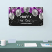 Paarse Zilveren Ballonnen Banner 50e Verjaardag (Beurs)