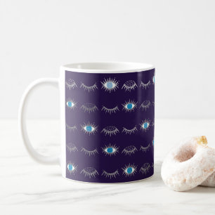 Paarse & Zilveren Blauwe Evil Eye wimpers Nazar Ma Koffiemok