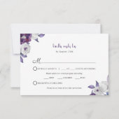 Paarse zilveren bloem | entree + genodigden RSVP kaartje (Achterkant)