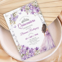Paarse Zilveren Bloem Vlinder Quinceañera