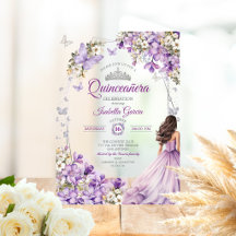 Paarse Zilveren Bloem Vlinders Quinceañera