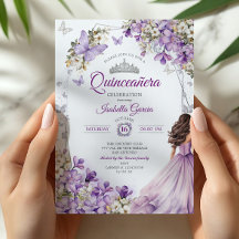 Paarse zilveren bloem vlinders Quinceañera