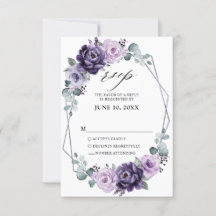 Paarse zilveren bloemen Geometrische bruiloft