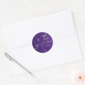 Paarse zilveren bloemen met vlinders 1,5" Sticker (Envelop)