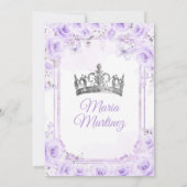 Paarse & Zilveren Bloemen Prinses Quiñceanera Kaart (Achterkant)