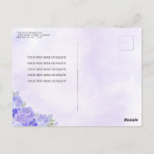 Paarse Zilveren Bloemen Prinses Quinceañera RSVP Briefkaart (Achterkant)