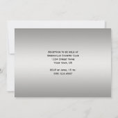 Paarse zilveren bloemen swirls bruiloft kaart (Achterkant)