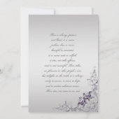  Paarse Zilveren Bloemen Swirls Bruiloften Kaart (Achterkant)