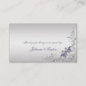  Paarse Zilveren Bloemen Swirls Plaatskaarten Plaatskaartje (Achterkant)