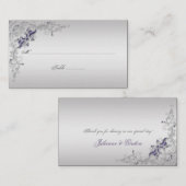  Paarse Zilveren Bloemen Swirls Plaatskaarten Plaatskaartje (Voorkant / Achterkant)