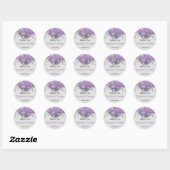 Paarse Zilveren Bloemen Swirls Trouwgunst Ronde Sticker (Vel)