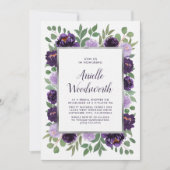 Paarse Zilveren Bloemen Waterverf Plum Vrijgezelle Kaart (Voorkant)