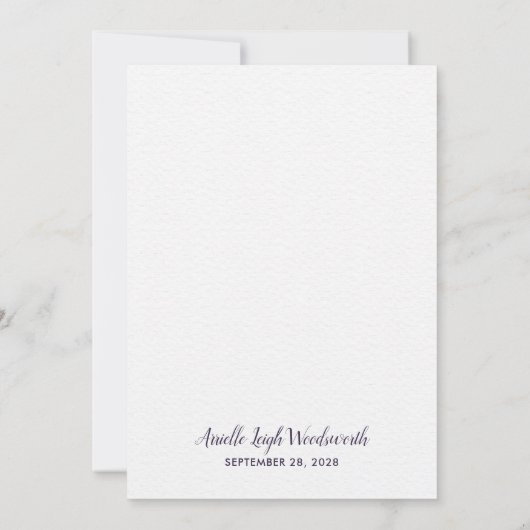 Paarse Zilveren Bloemen Waterverf Plum Vrijgezelle Kaart (Achterkant)