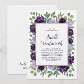 Paarse Zilveren Bloemen Waterverf Plum Vrijgezelle Kaart (Voorkant / Achterkant)