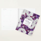 Paarse Zilveren Bloemen Wedding Planner notitieboe (Display)