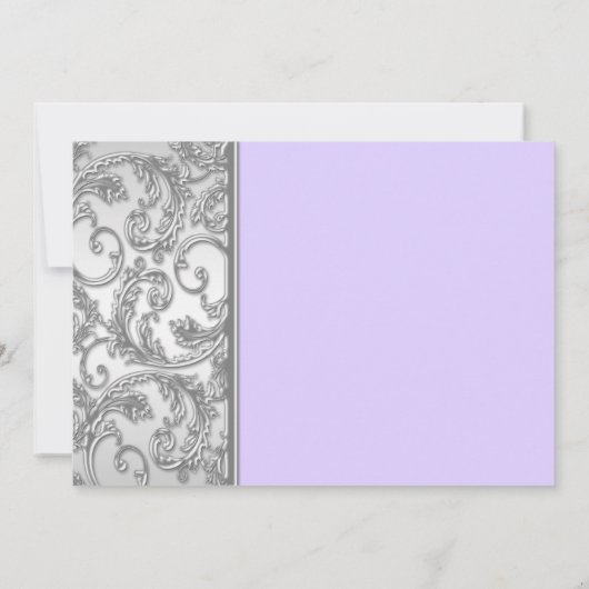 Paarse zilveren bloemenspiraal kaart (Achterkant)