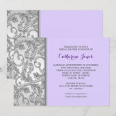 Paarse zilveren bloemenspiraal kaart (Voorkant / Achterkant)