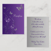 Paarse, zilveren bloemenvlinders behuizing Kaart (Voorkant / Achterkant)