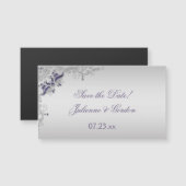 Paarse zilveren bloemenwervelingen bewaren de dat (Voorkant / Achterkant)