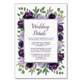 Paarse zilveren bloemige groene bruiloft behuizing kaart