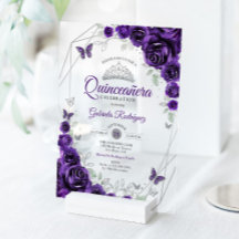 Paarse Zilveren Bloemige Quinceanera
