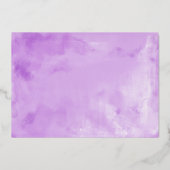 Paarse zilveren bloemige quinceanera folie uitnodiging (Achterkant)