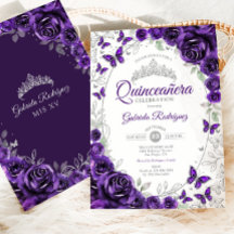 Paarse Zilveren Bloemige Quinceanera