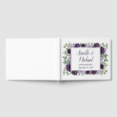 Paarse zilveren bloemige Waterverf bruiloft gasten Gastenboek (Volledig)