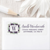 Paarse zilveren bloemige Waterverf eucalyptus brui Etiket (Insitu)