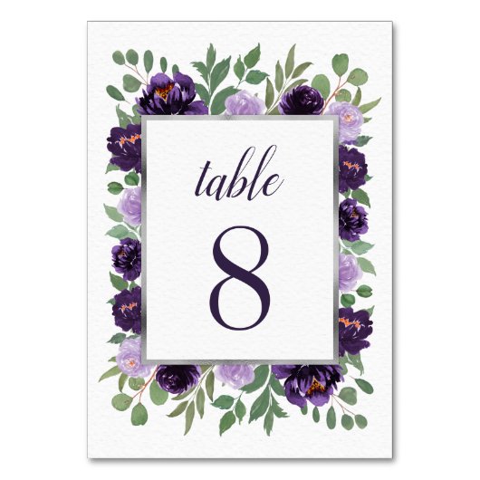 Paarse Zilveren Bloemige Waterverf Eucalyptus Brui Kaart (Voorkant)