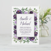 Paarse zilveren bloemige Waterverf eucalyptus brui Kaart (Staand voorkant)