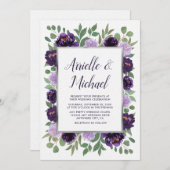 Paarse zilveren bloemige Waterverf eucalyptus brui Kaart (Voorkant / Achterkant)