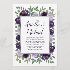 Paarse zilveren bloemige Waterverf eucalyptus brui Kaart