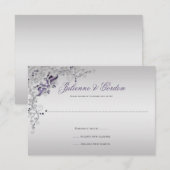  Paarse Zilveren Bloemwervelingen RSVP (Voorkant / Achterkant)